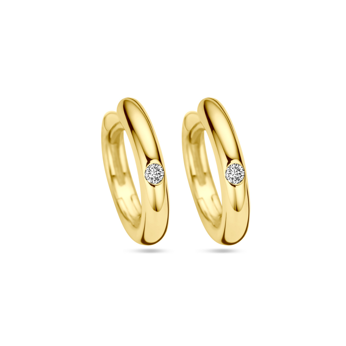 Solitaire diamond hoop earrings