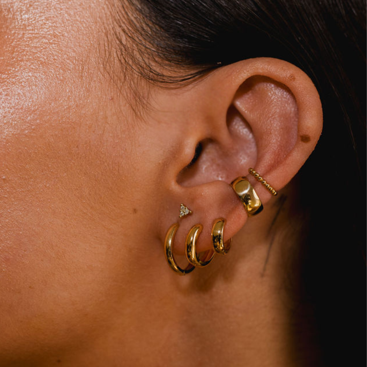 Extra large gold huggie hoop